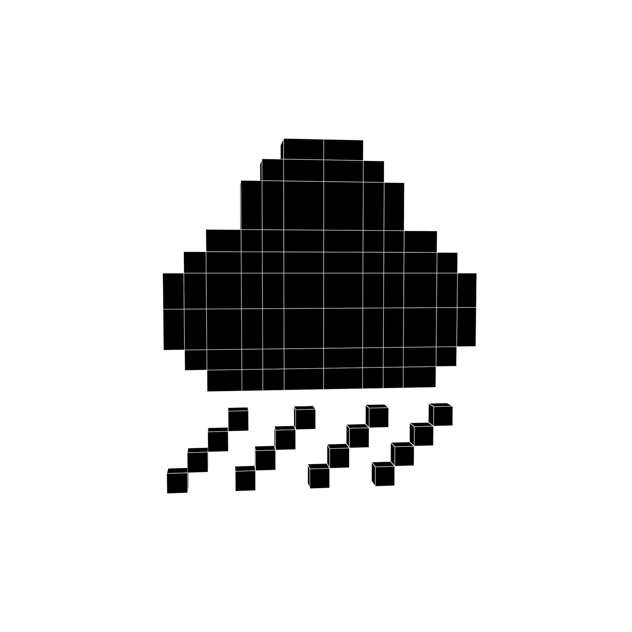 Pixel Cloud With Rain V1 009 Low-poly 3D model_4