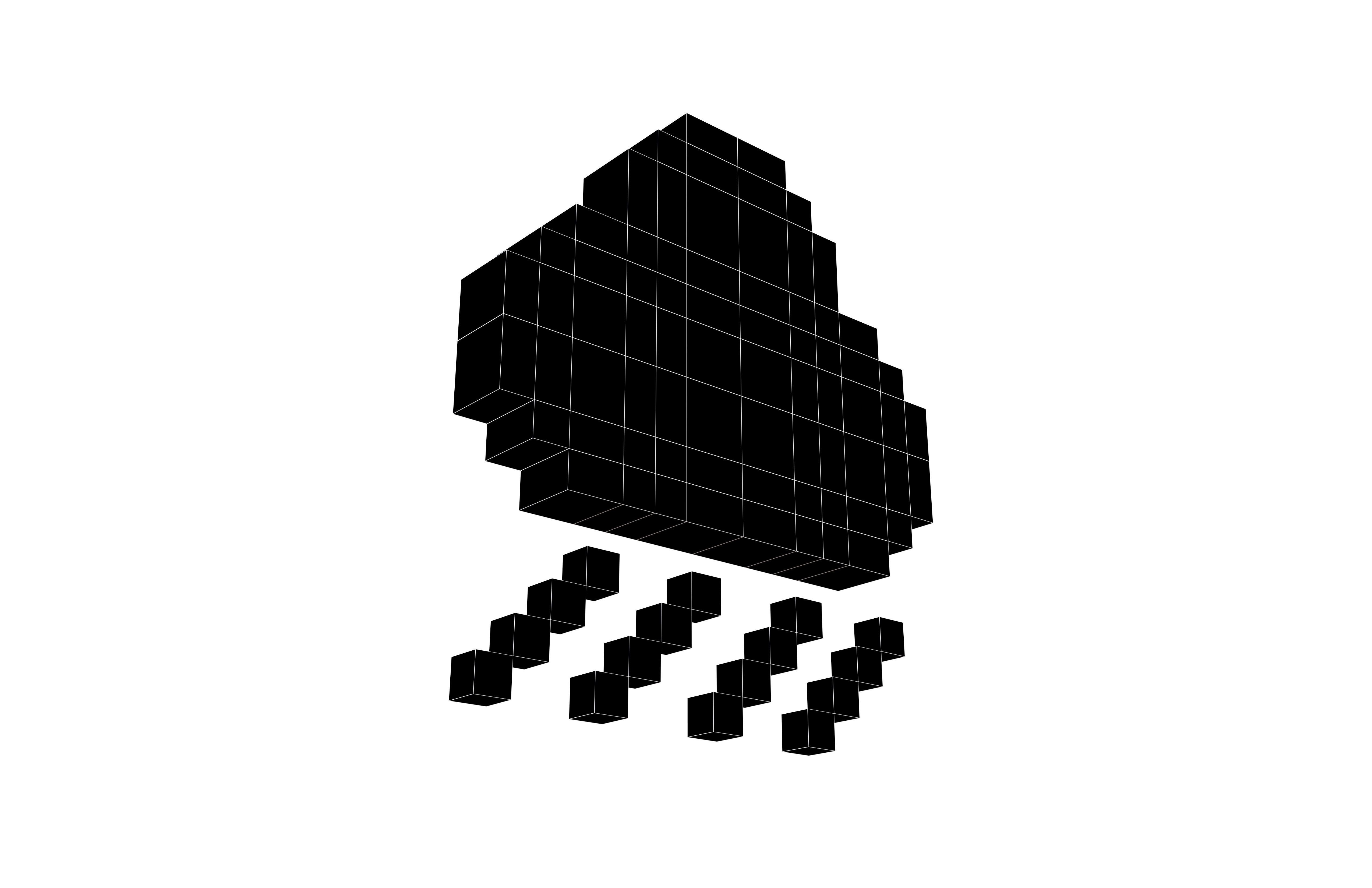 Pixel Cloud With Rain V1 009 Low-poly 3D model_7