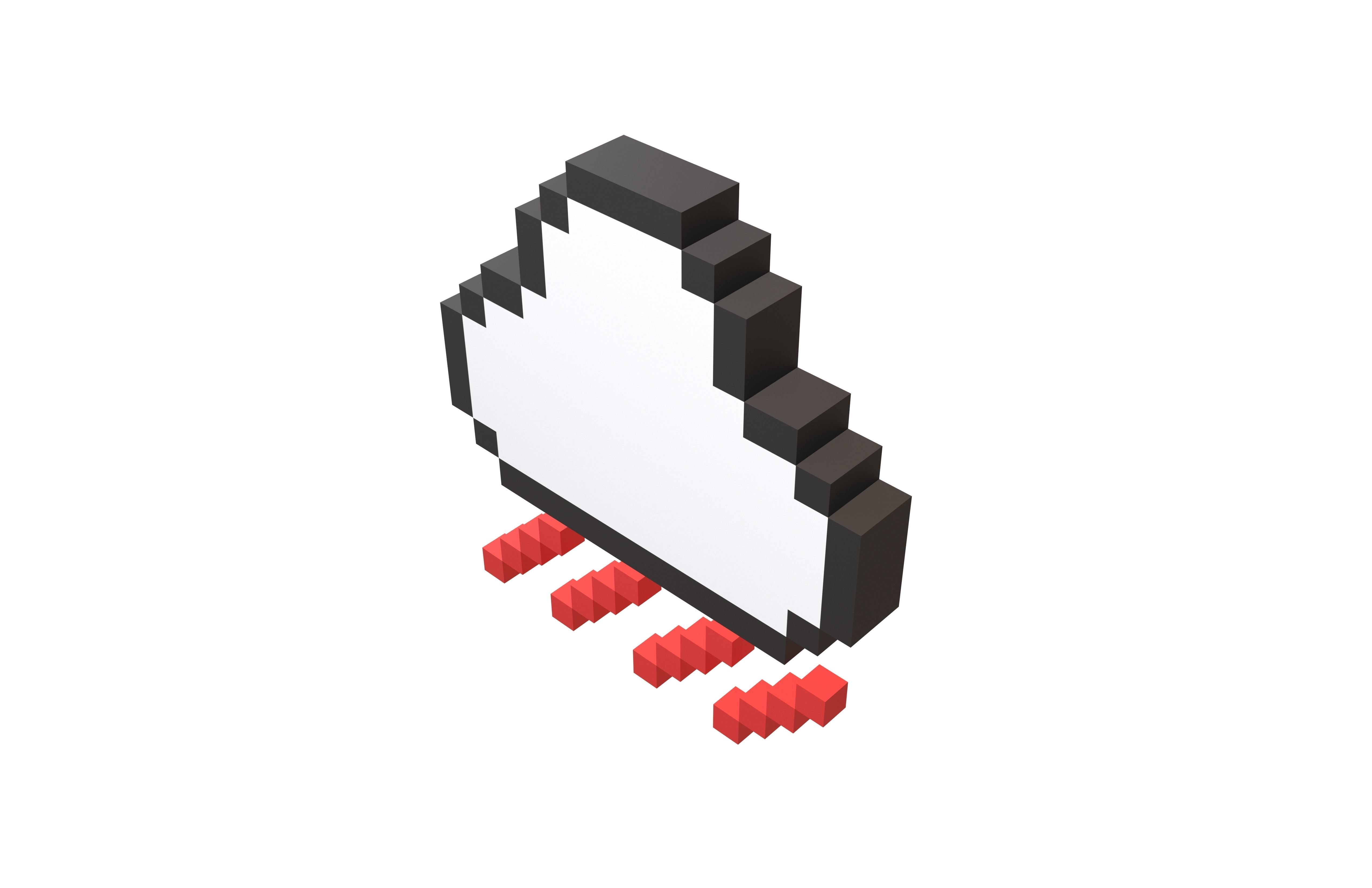 Pixel Cloud With Rain V1 009 Low-poly 3D model_3