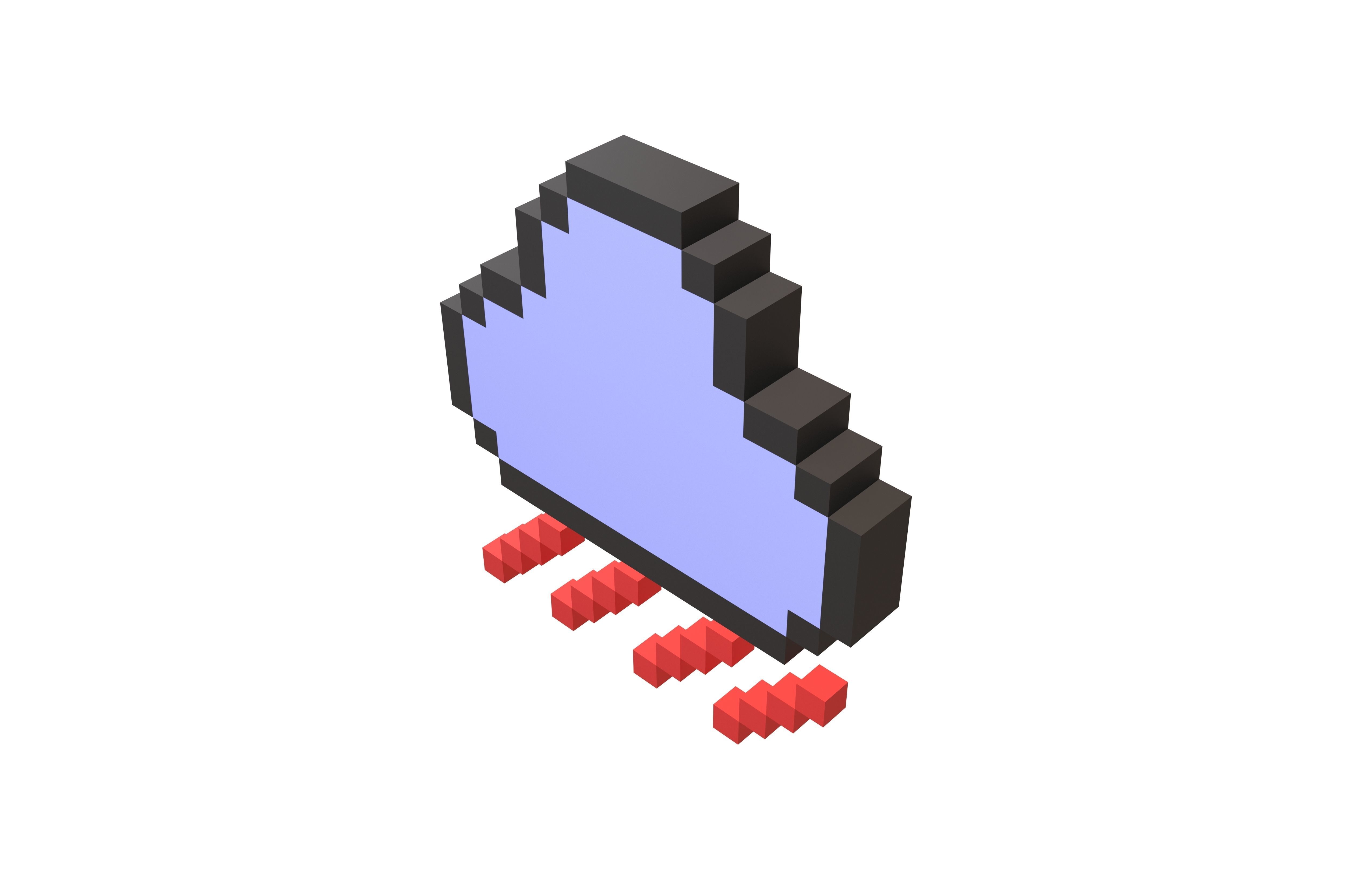Pixel Cloud With Rain V1 012 Low-poly 3D model_2