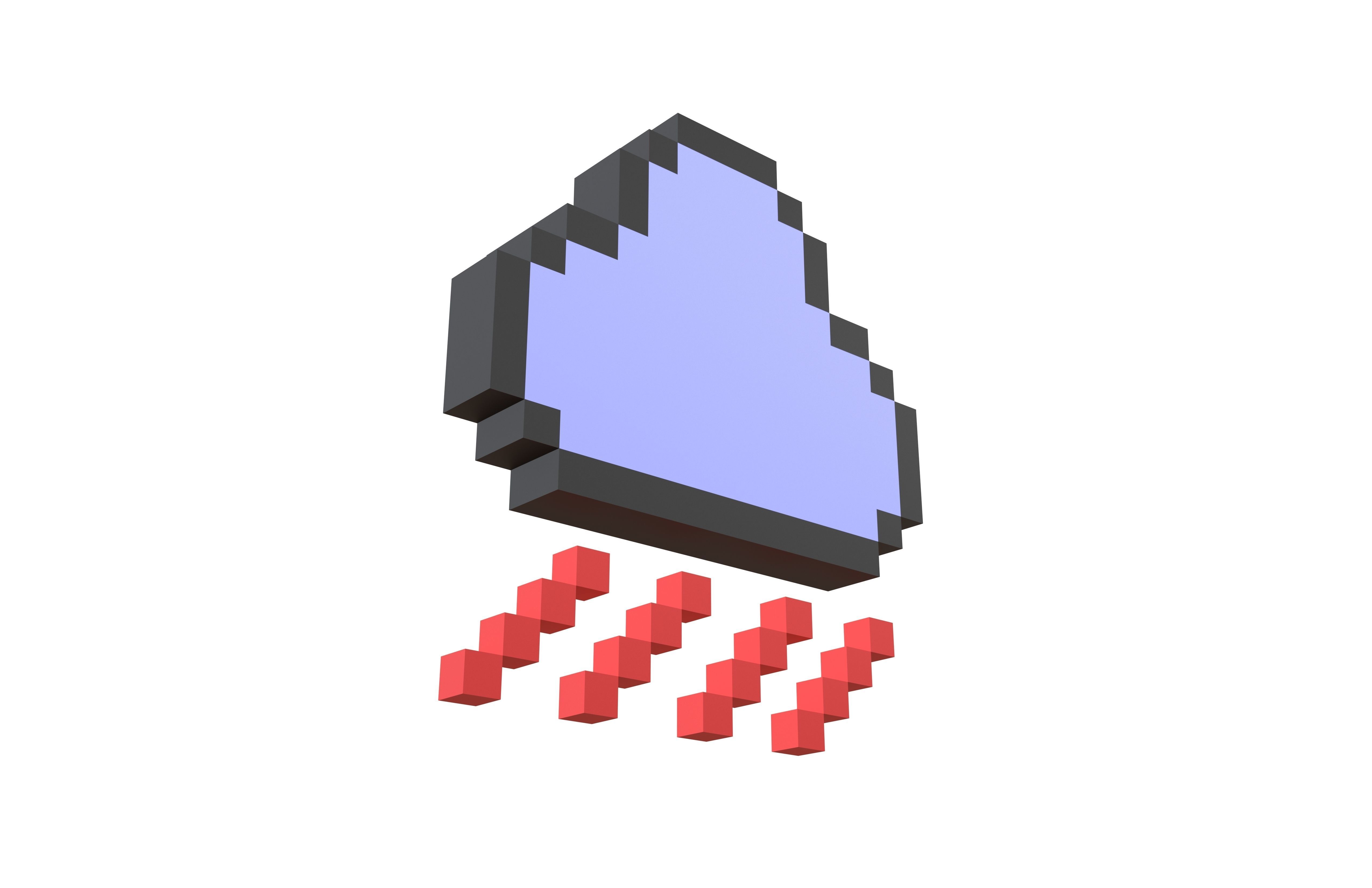 Pixel Cloud With Rain V1 012 Low-poly 3D model_3