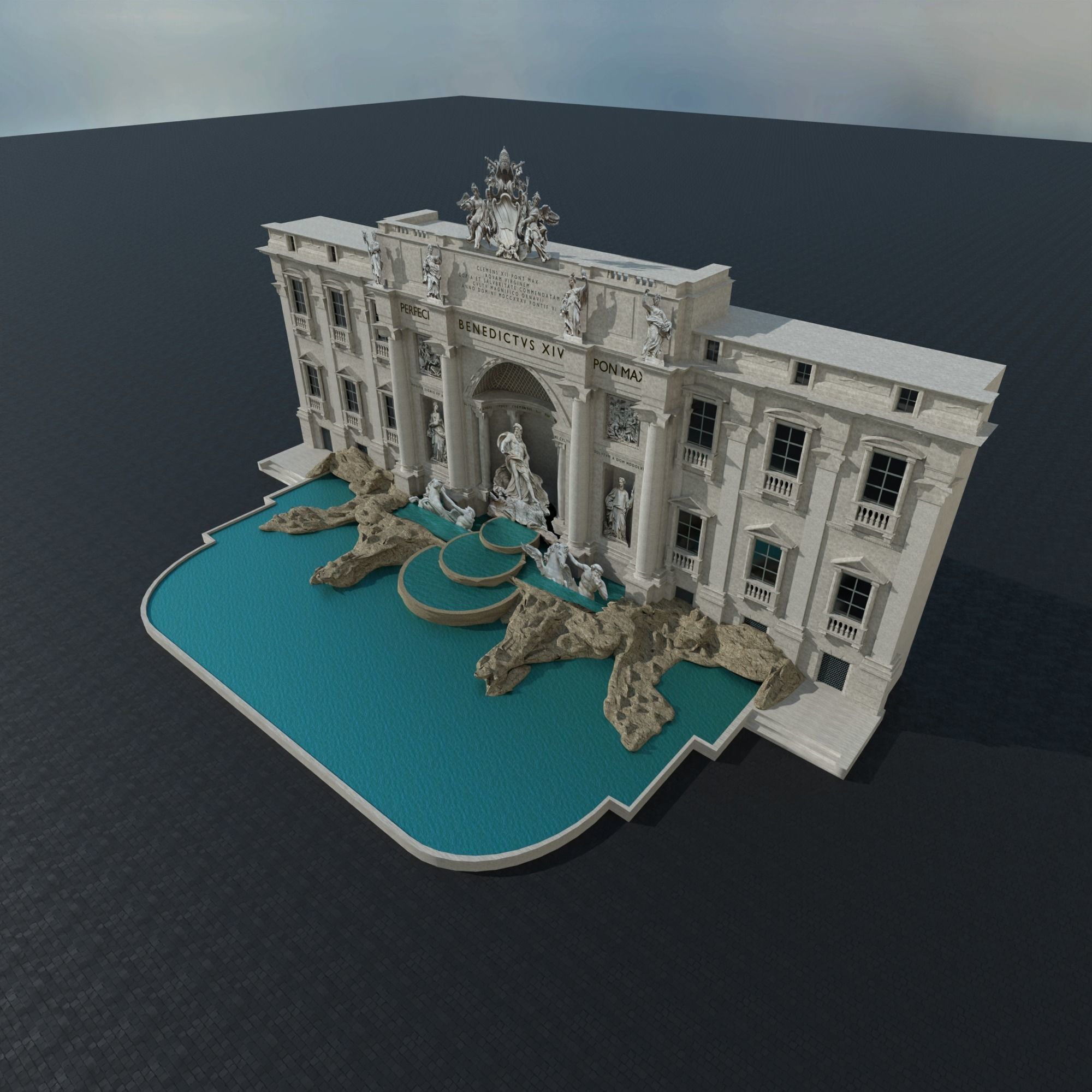 Trevi Fountain 3D model_4