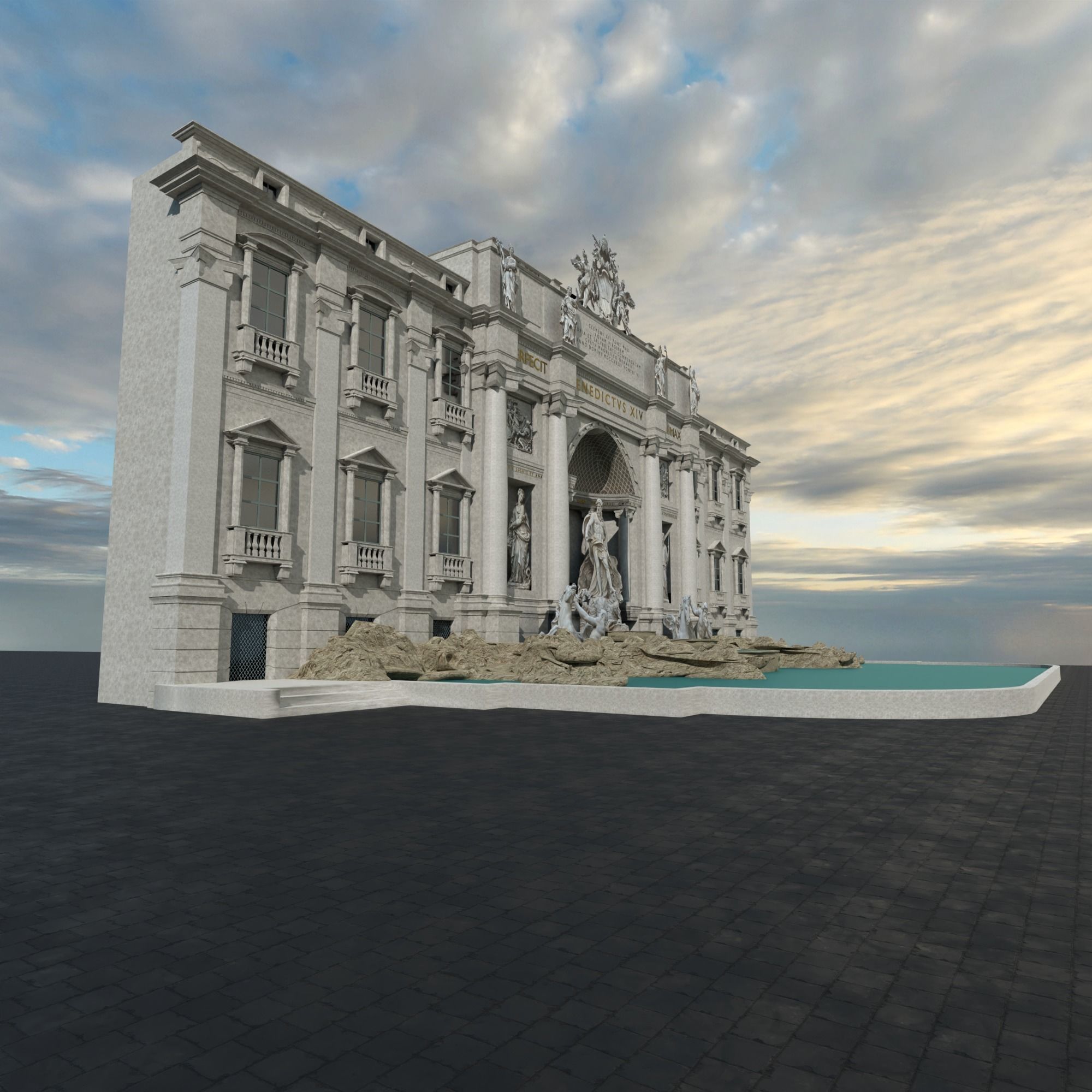 Trevi Fountain 3D model_2