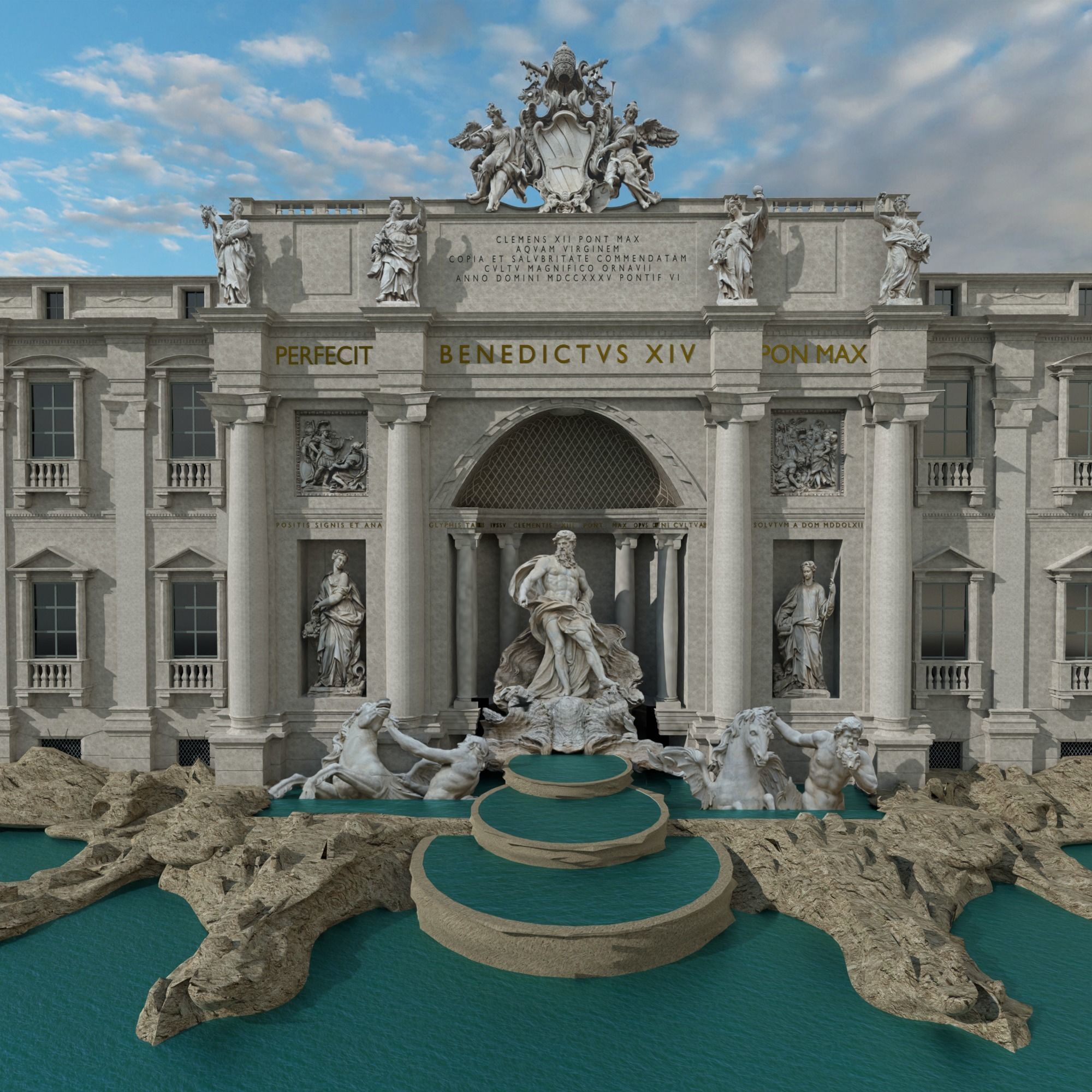 Trevi Fountain 3D model_3