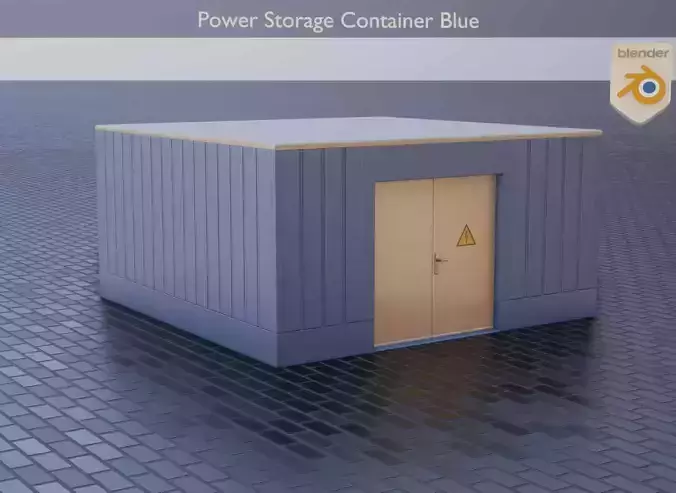 Power Storage Container Blue Low-poly 3D model
