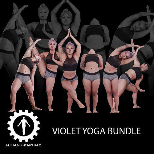 Various Yoga Poses Violet Bundle 3D model