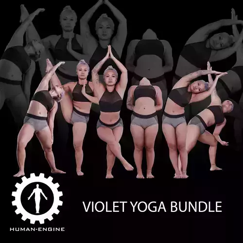 Various Yoga Poses Violet Bundle 3D model