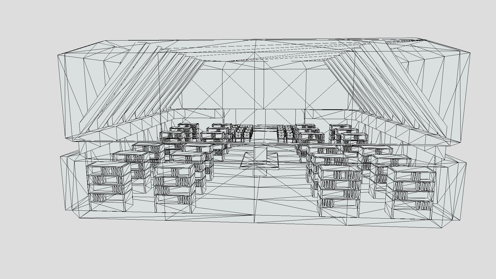 VR Library with Stage or Auditorium Low-poly 3D model_7