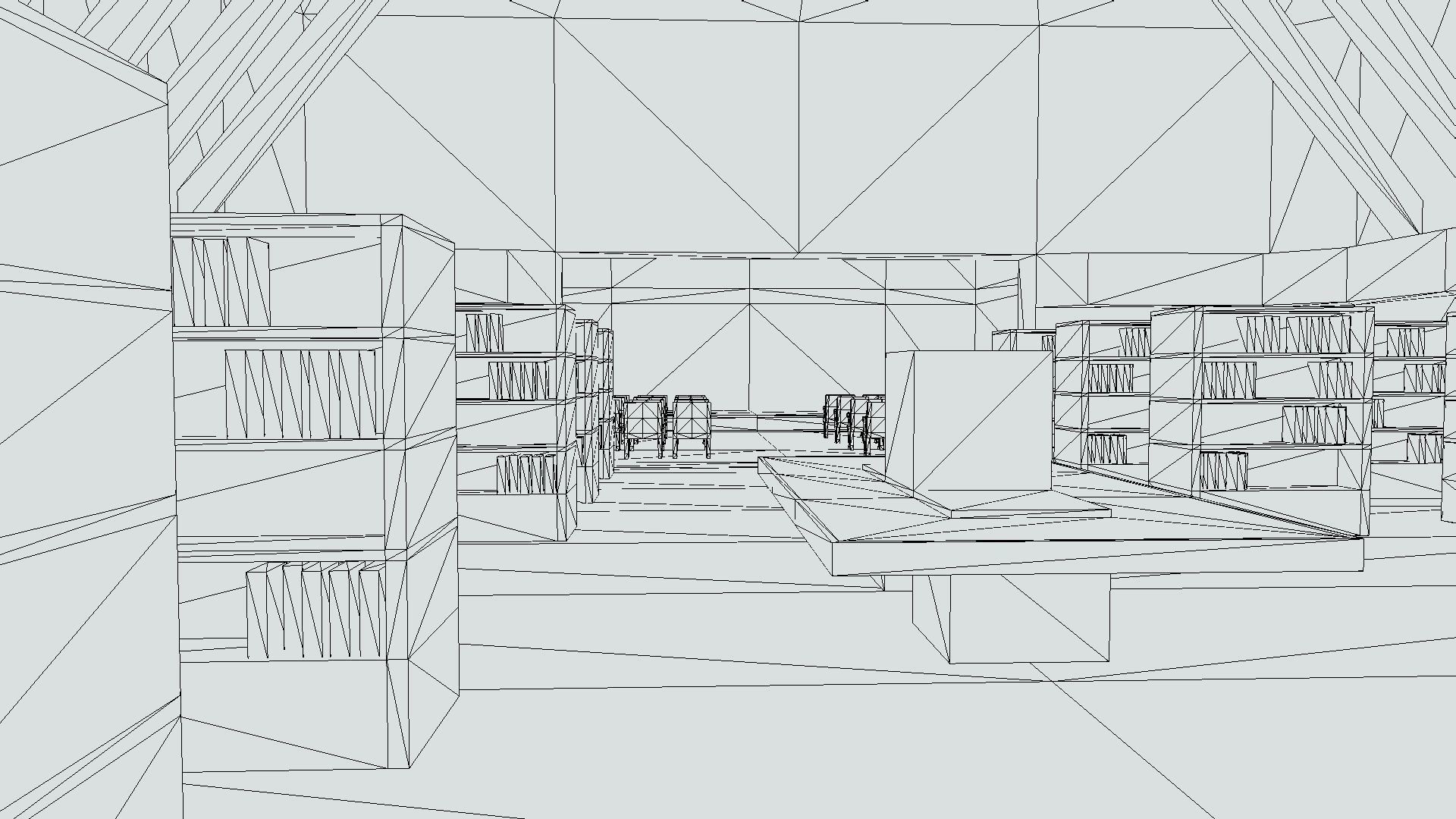 VR Library with Stage or Auditorium Low-poly 3D model_6