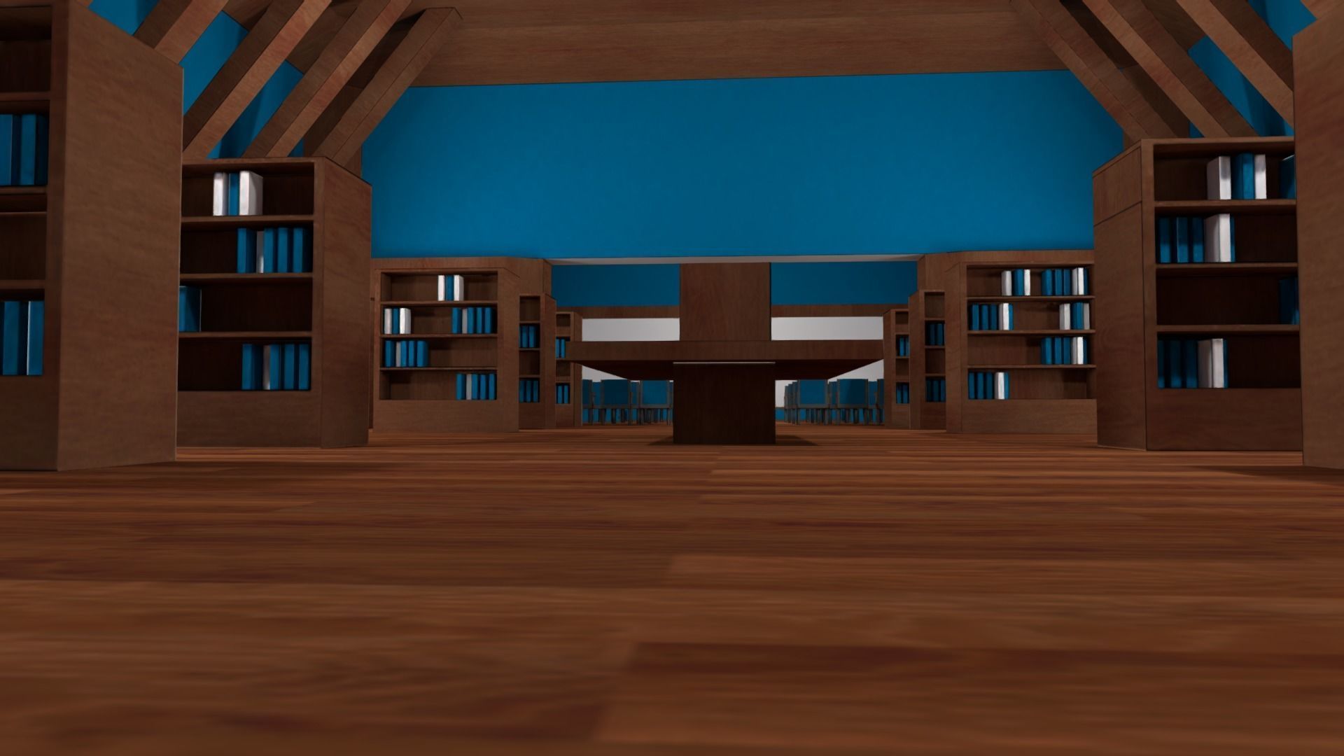 VR Library with Stage or Auditorium Low-poly 3D model_3