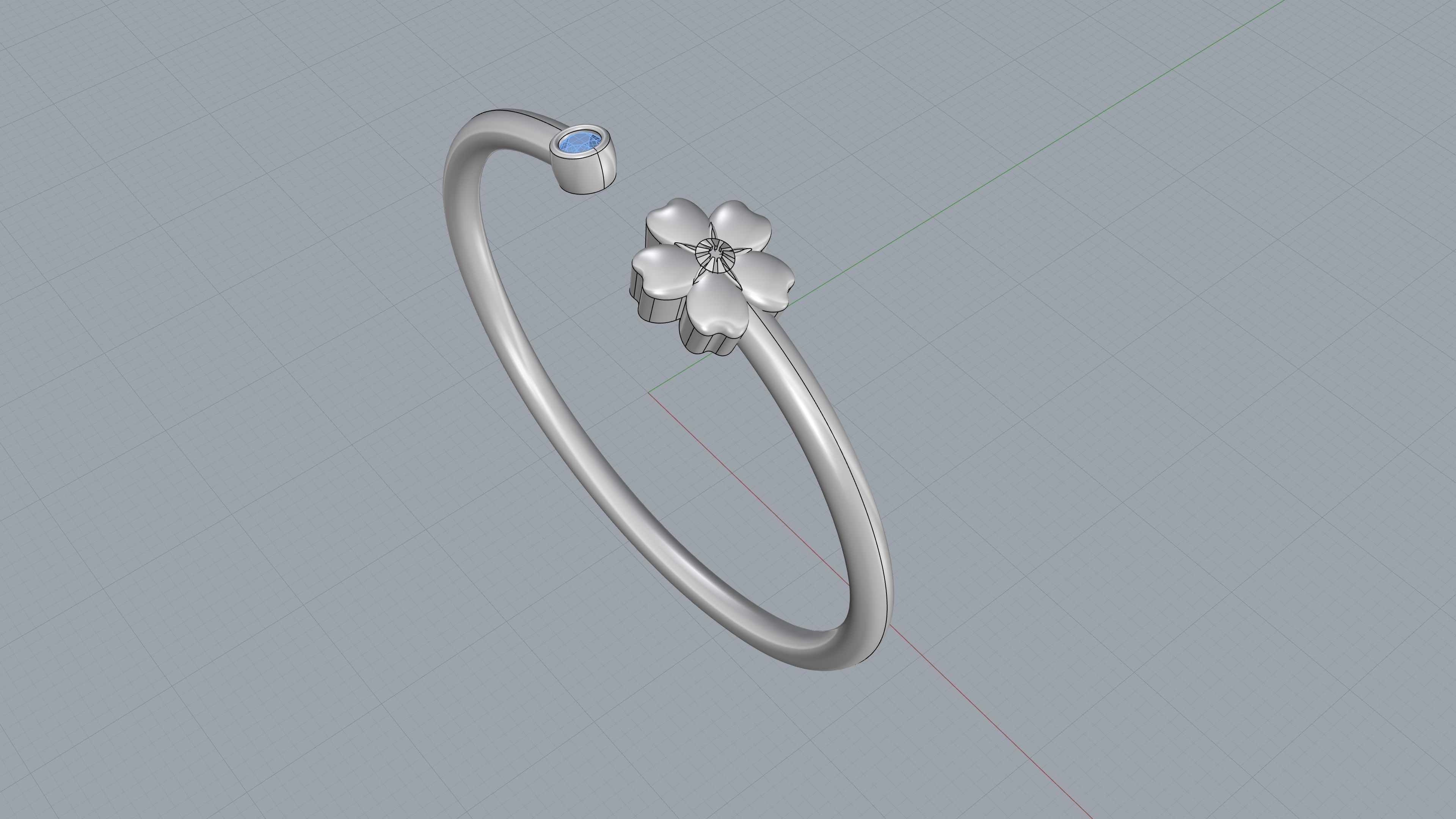 Bracelet clover ring 3D print model_3