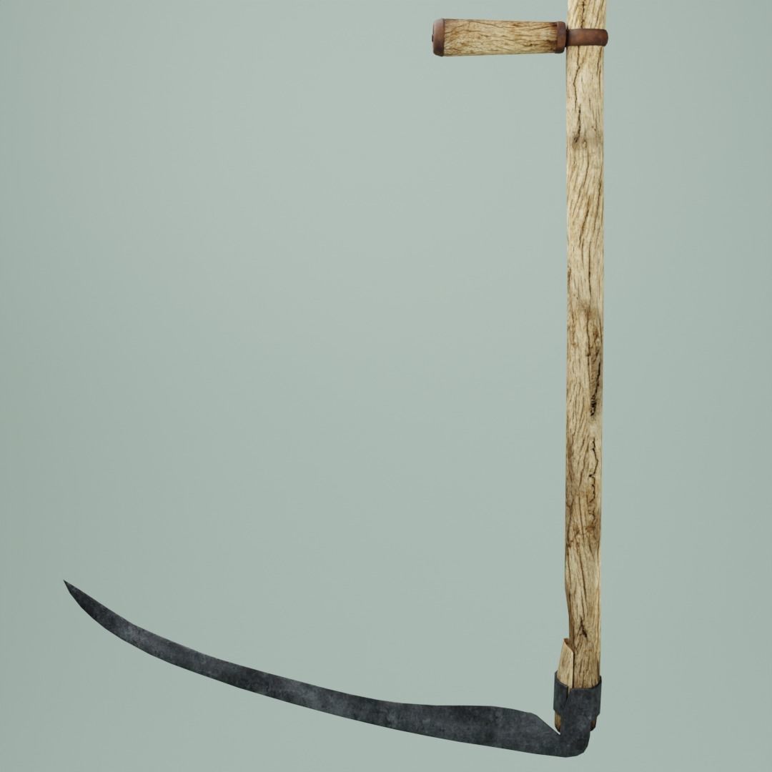 Scythe ancient LOW-POLY 3D model game ready Low-poly 3D model_5