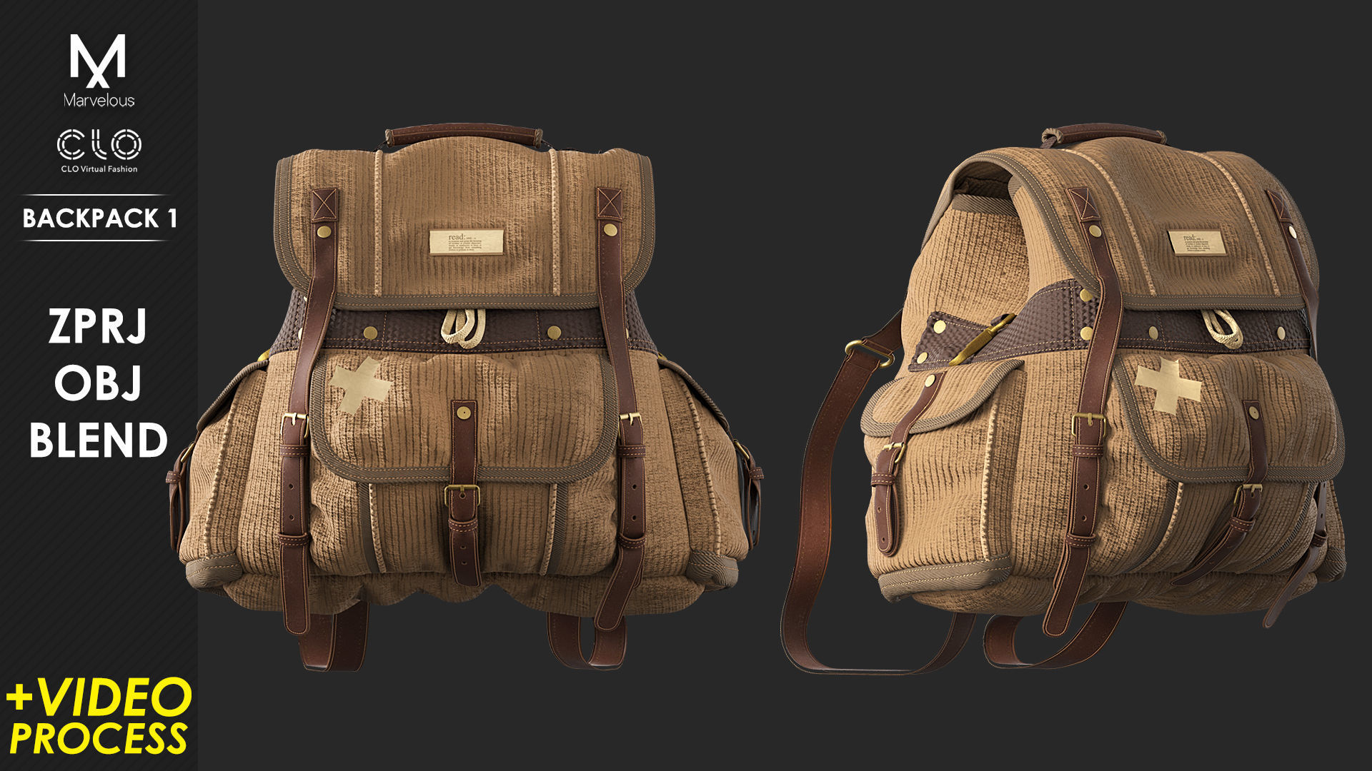 Procces of Creating Backpack 1 - Marvelous - CLO Project file 3D model ...