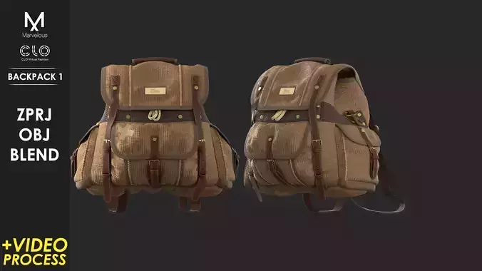Procces of Creating Backpack 1 - Marvelous - CLO Project file
