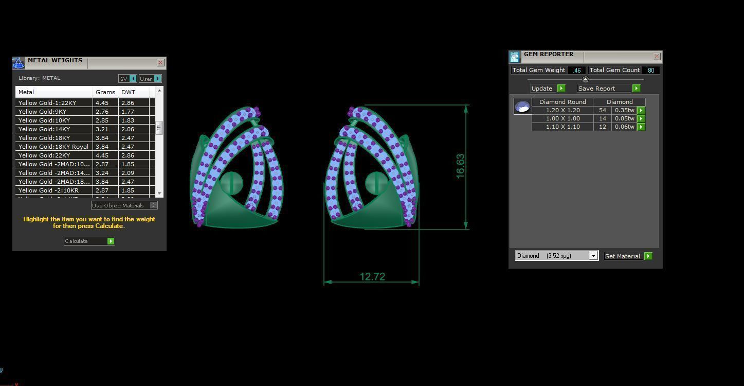 Earring Pendant Set 3dm STL OBJ FBX Renders Details 3D print model_10