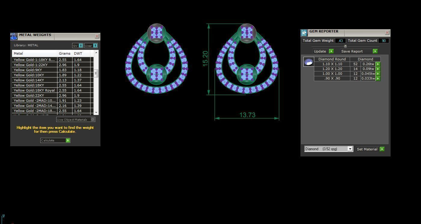 Earring Pendant Set 3dm STL OBJ FBX Renders Details 3D print model_9