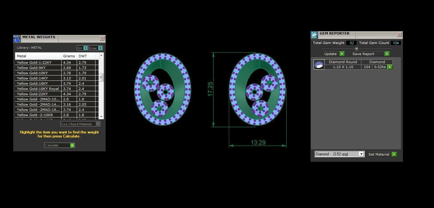 Earring Pendant Set 3dm STL OBJ FBX Renders Details 3D print model_10