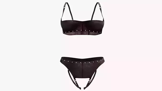 Lingerie bikini set with studded straps