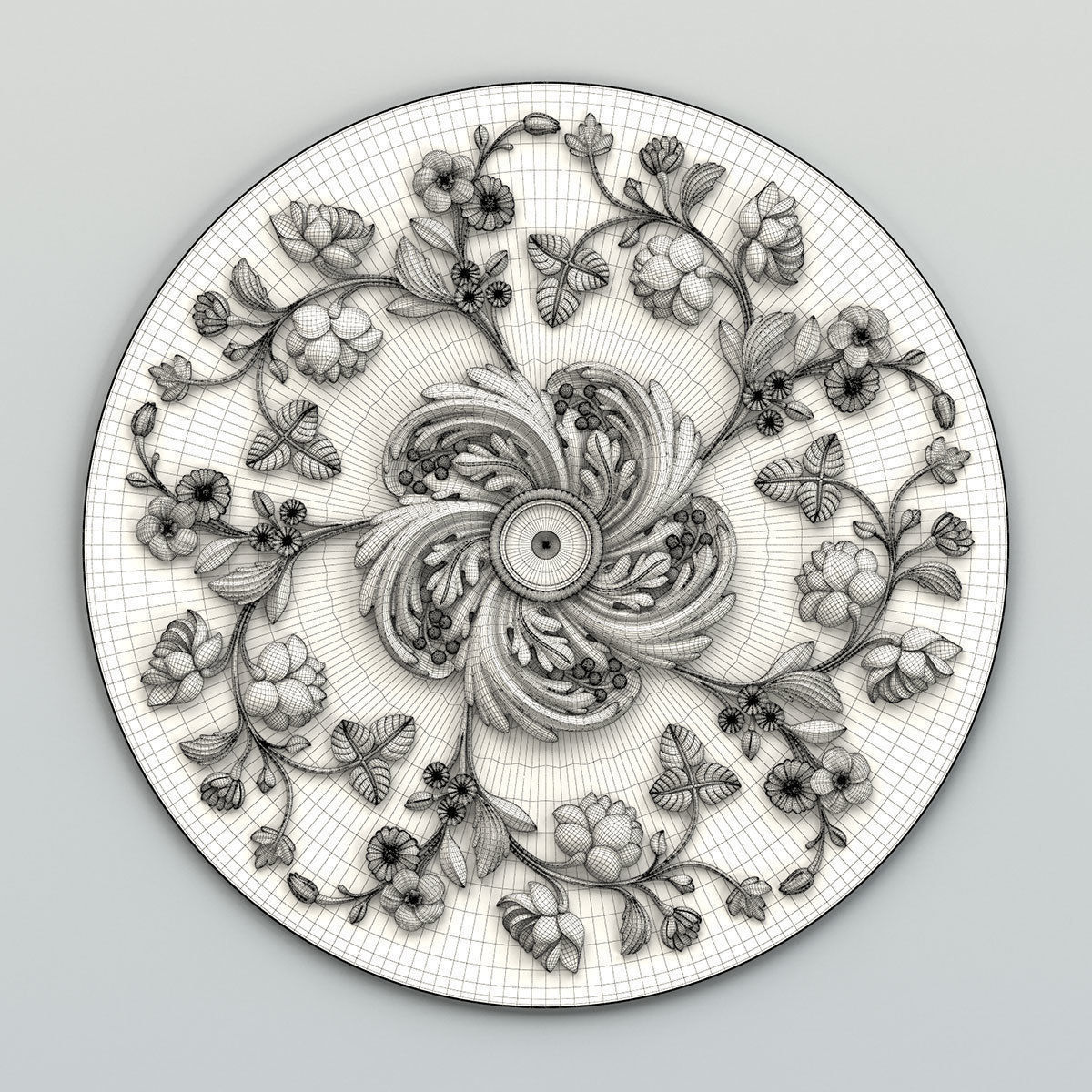 Round rosette 049 3D model_5