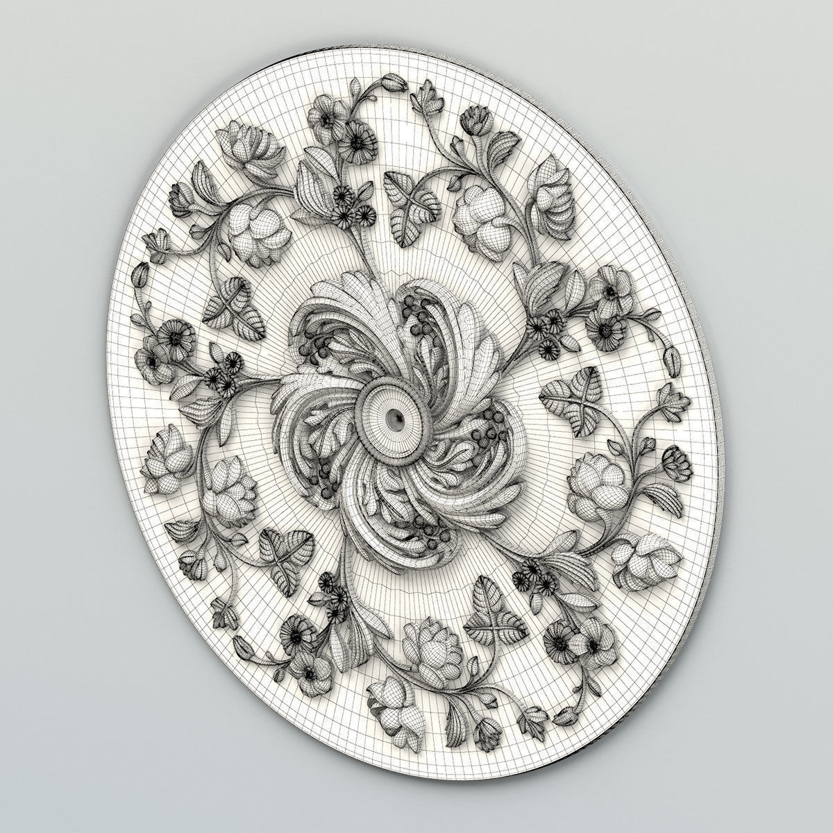 Round rosette 049 3D model_6