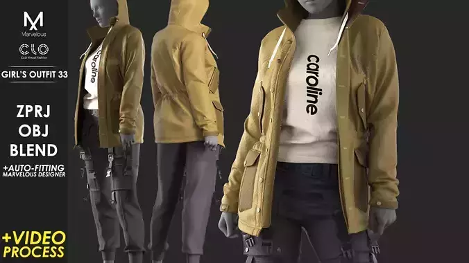 Girls Outfit 33 - Marvelous Designer with Video Process 3D model