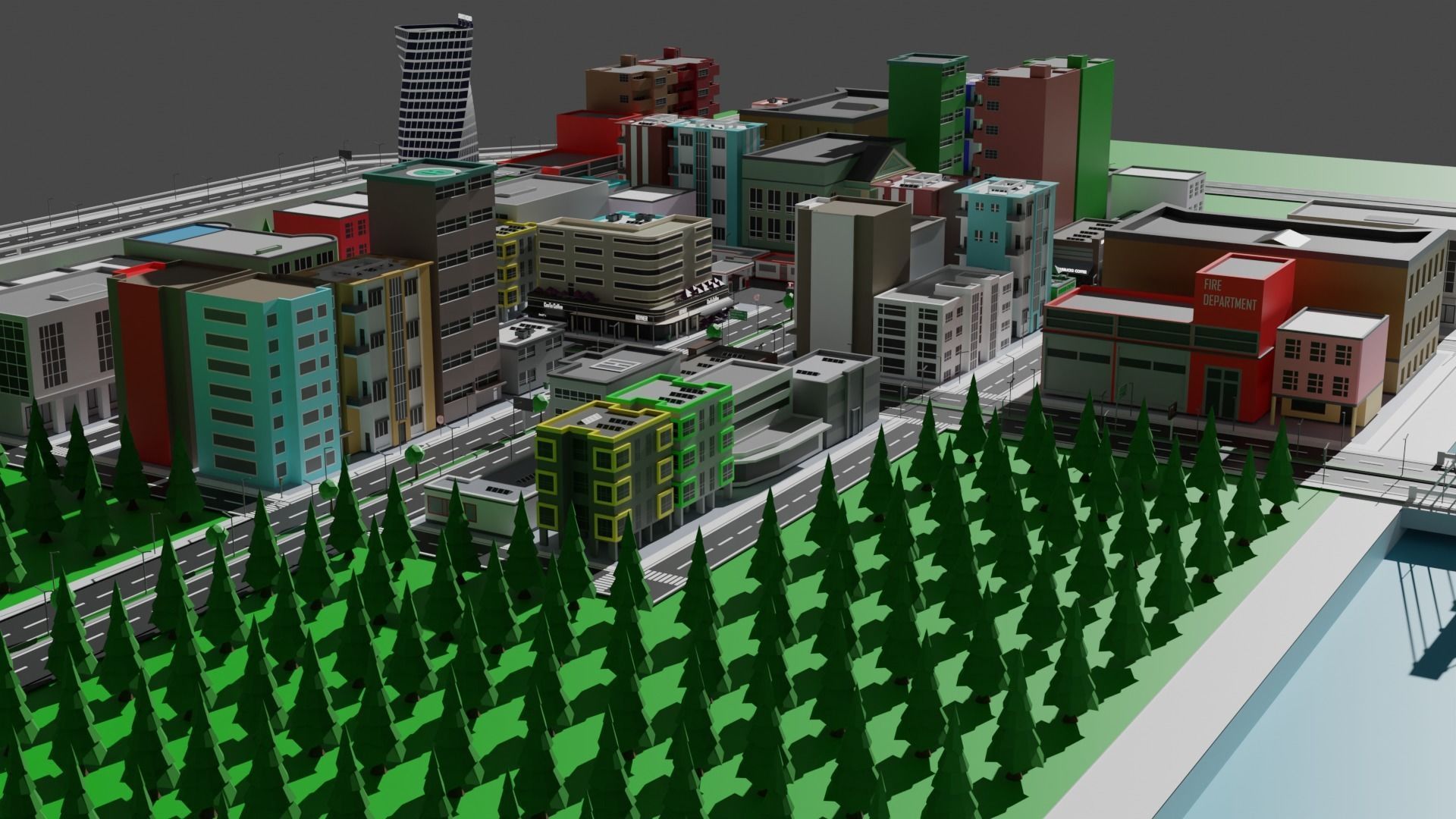 Low Poly city free VR / AR / low-poly 3D model | CGTrader