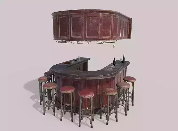 Old Bar And Stools 