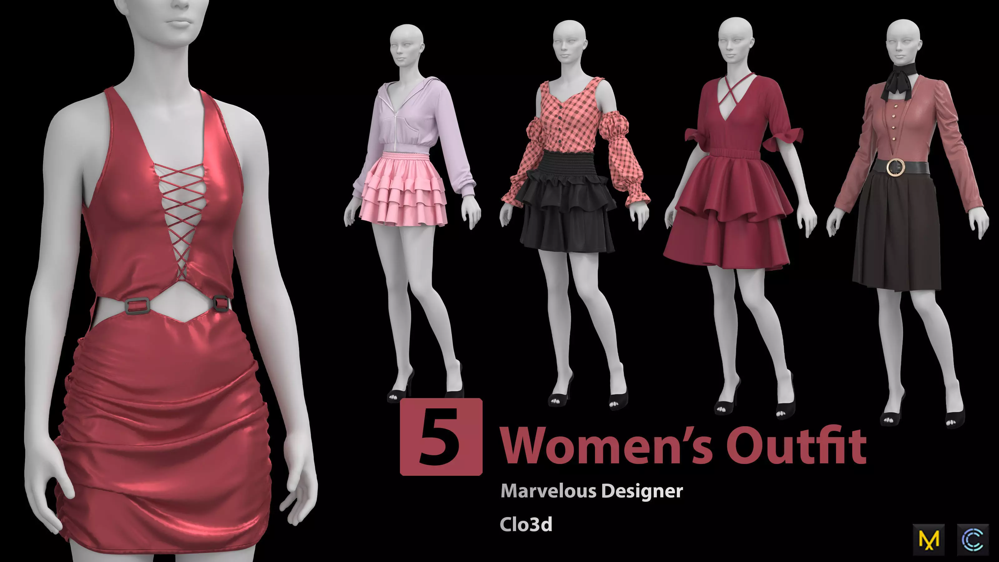 5 Womens Outfit 3D model_0