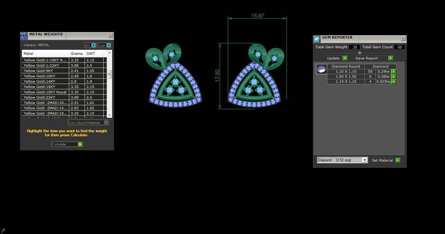 Earring Pendant Set 3dm STL OBJ FBX Renders Details 3D print model_9
