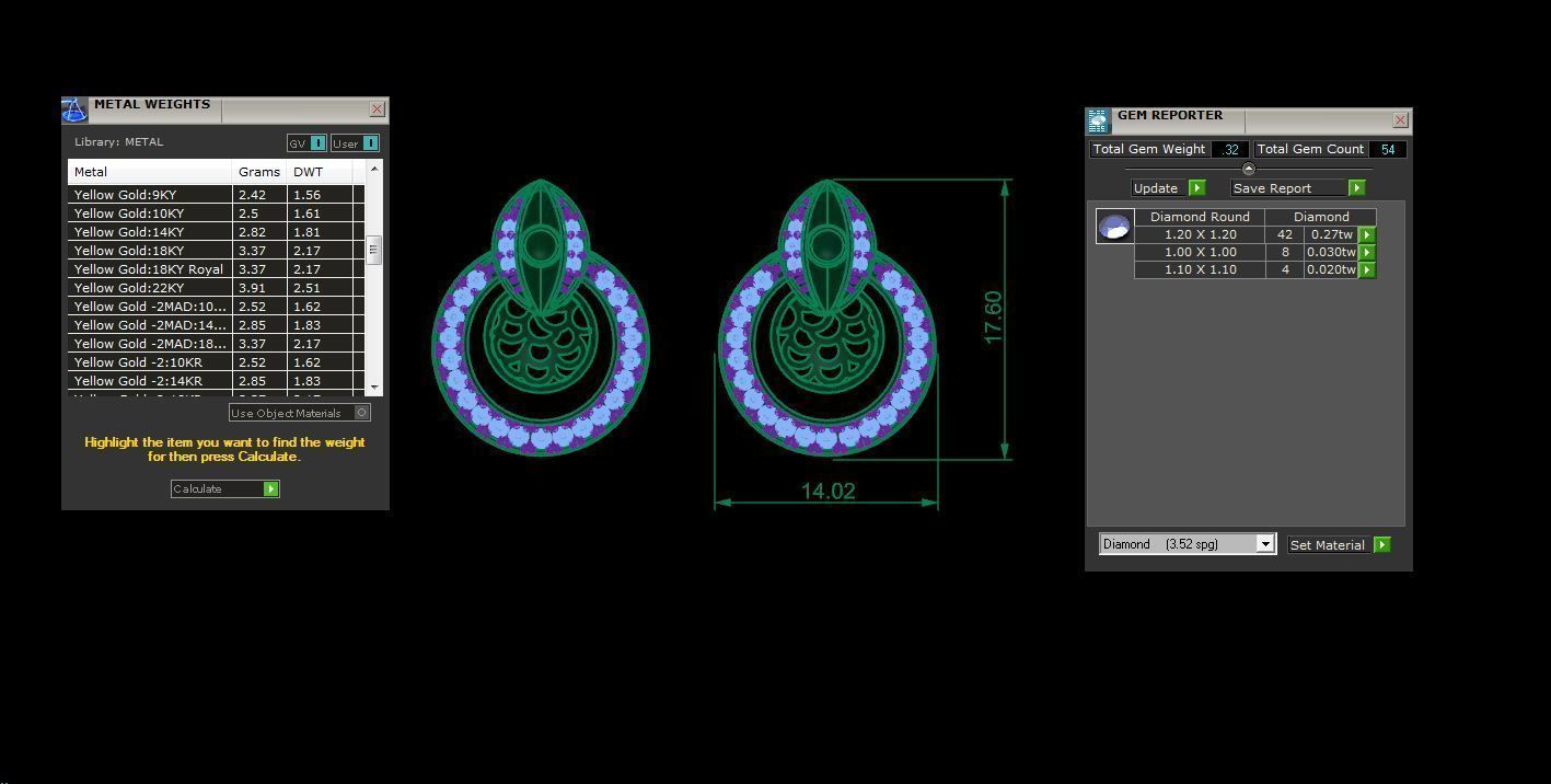 Earring Pendant Set 3dm STL OBJ FBX Renders Details 3D print model_9