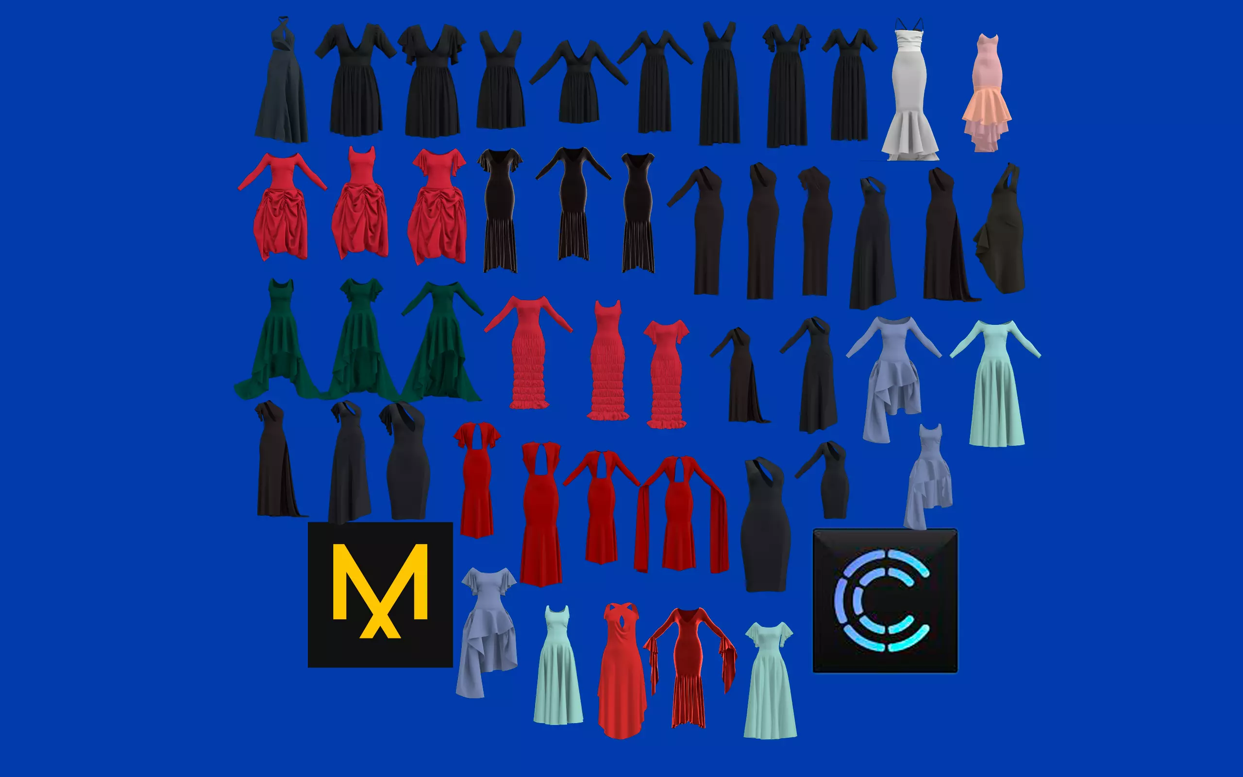 48 Dress Pack Outfits MD CLO 3D ZPRJ ZPAC project files 3D model 3D Model Collection_0