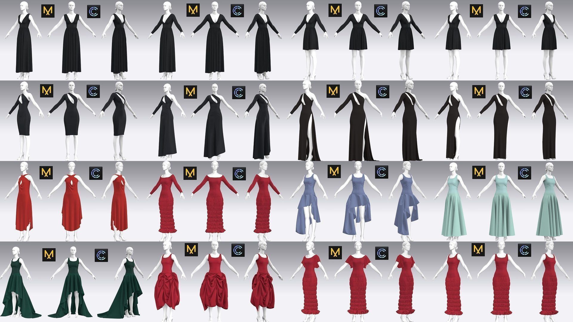 48 Dress Pack Outfits MD CLO 3D ZPRJ ZPAC project files 3D model 3D Model Collection_5