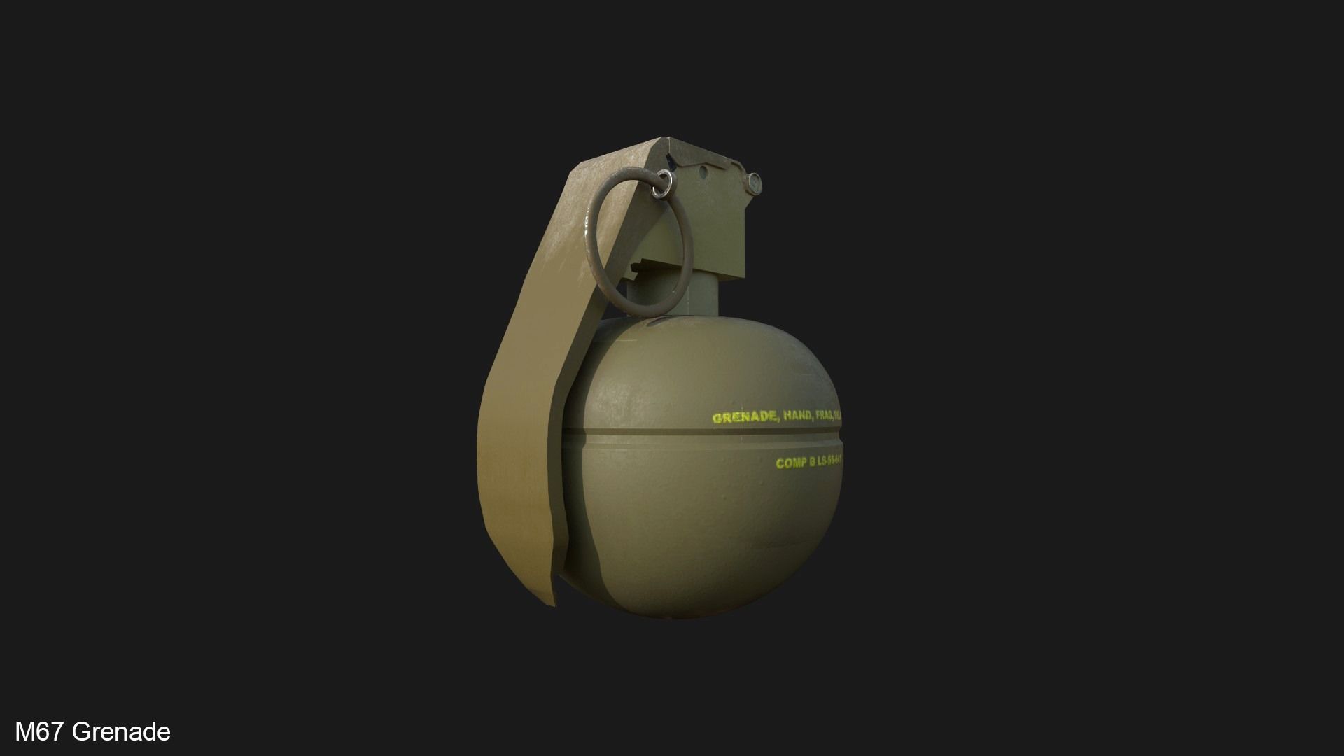 M67 Grenade Low-poly 3D model_2