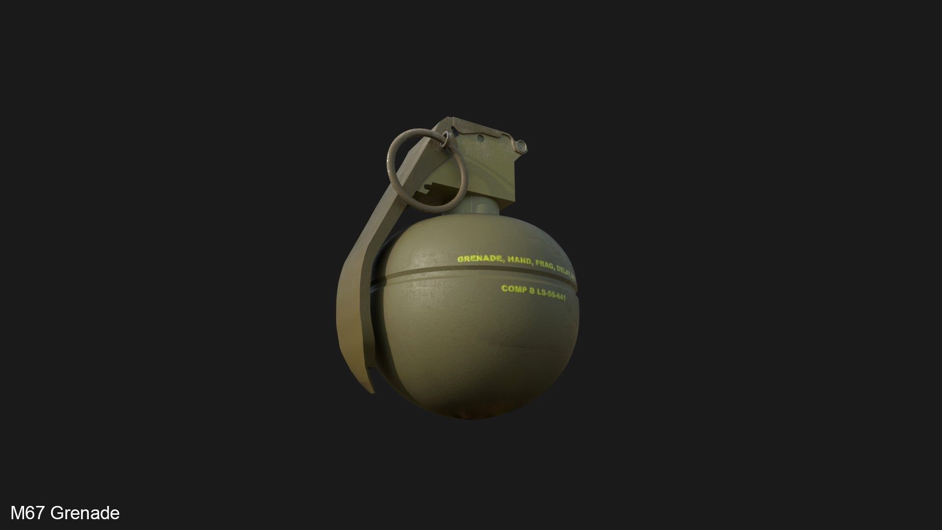 M67 Grenade Low-poly 3D model_1
