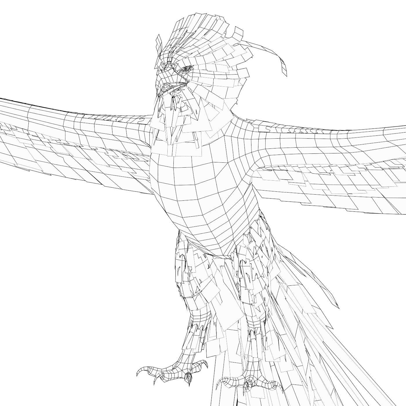 Fantasy Phoenix Eagle Low-poly 3D model_9