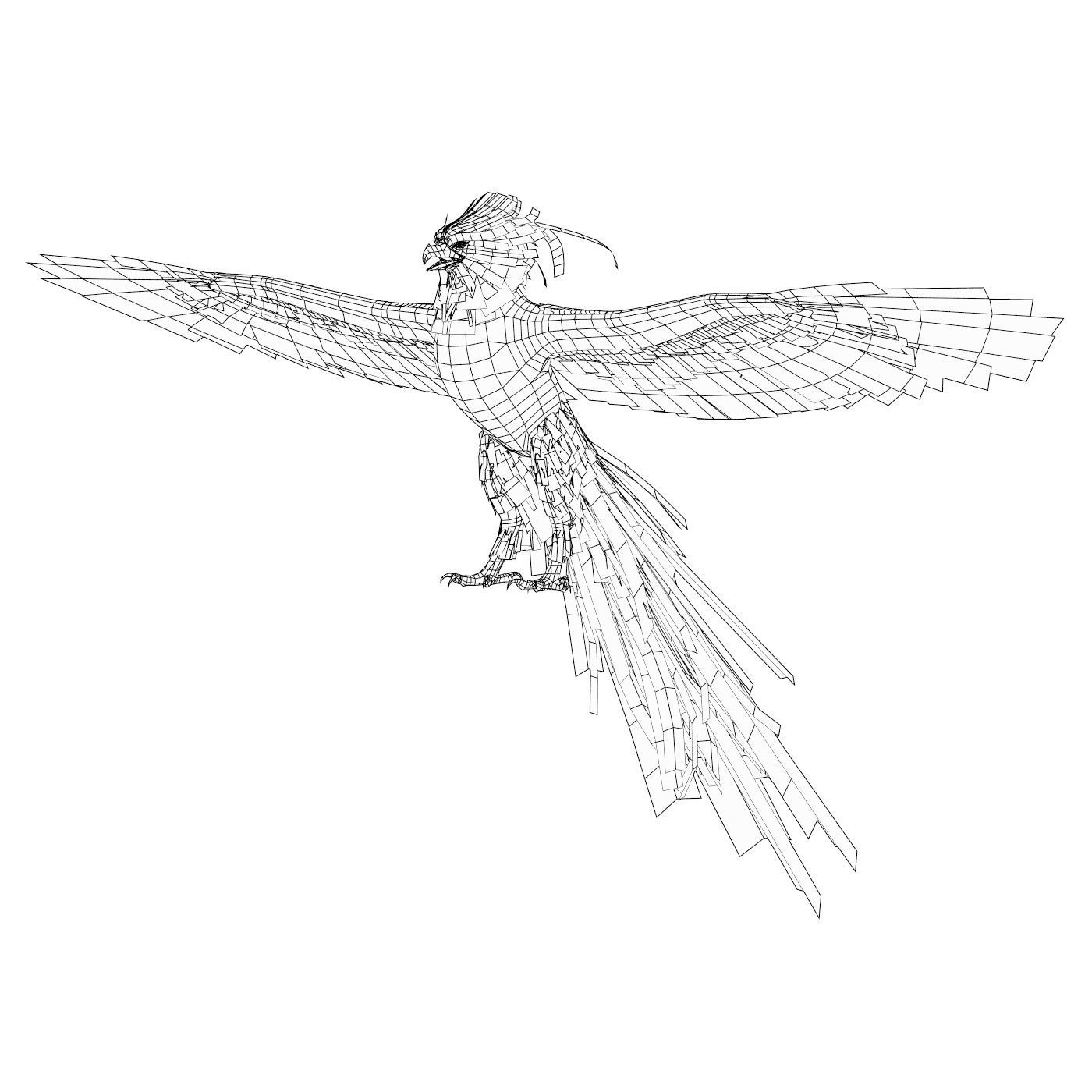 Fantasy Phoenix Eagle Low-poly 3D model_8