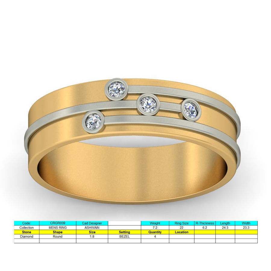 Diamond Band Ring 3dm stl render detail 3D print model_3