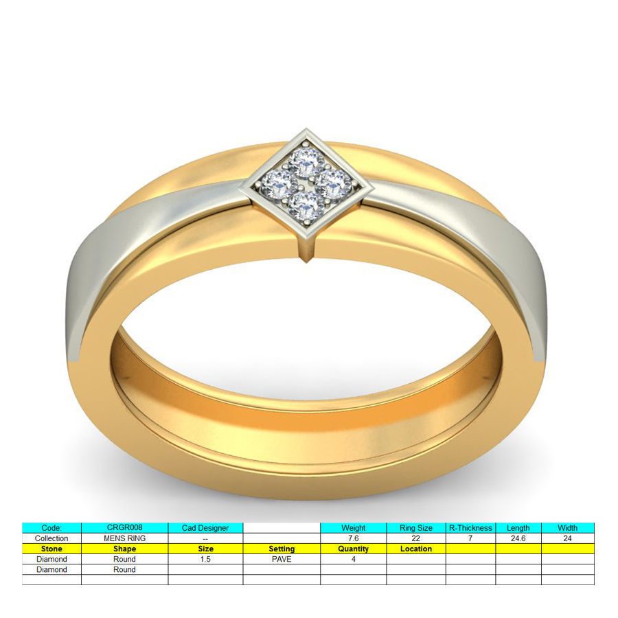 Diamond Band Ring 3dm stl render detail 3D print model_4
