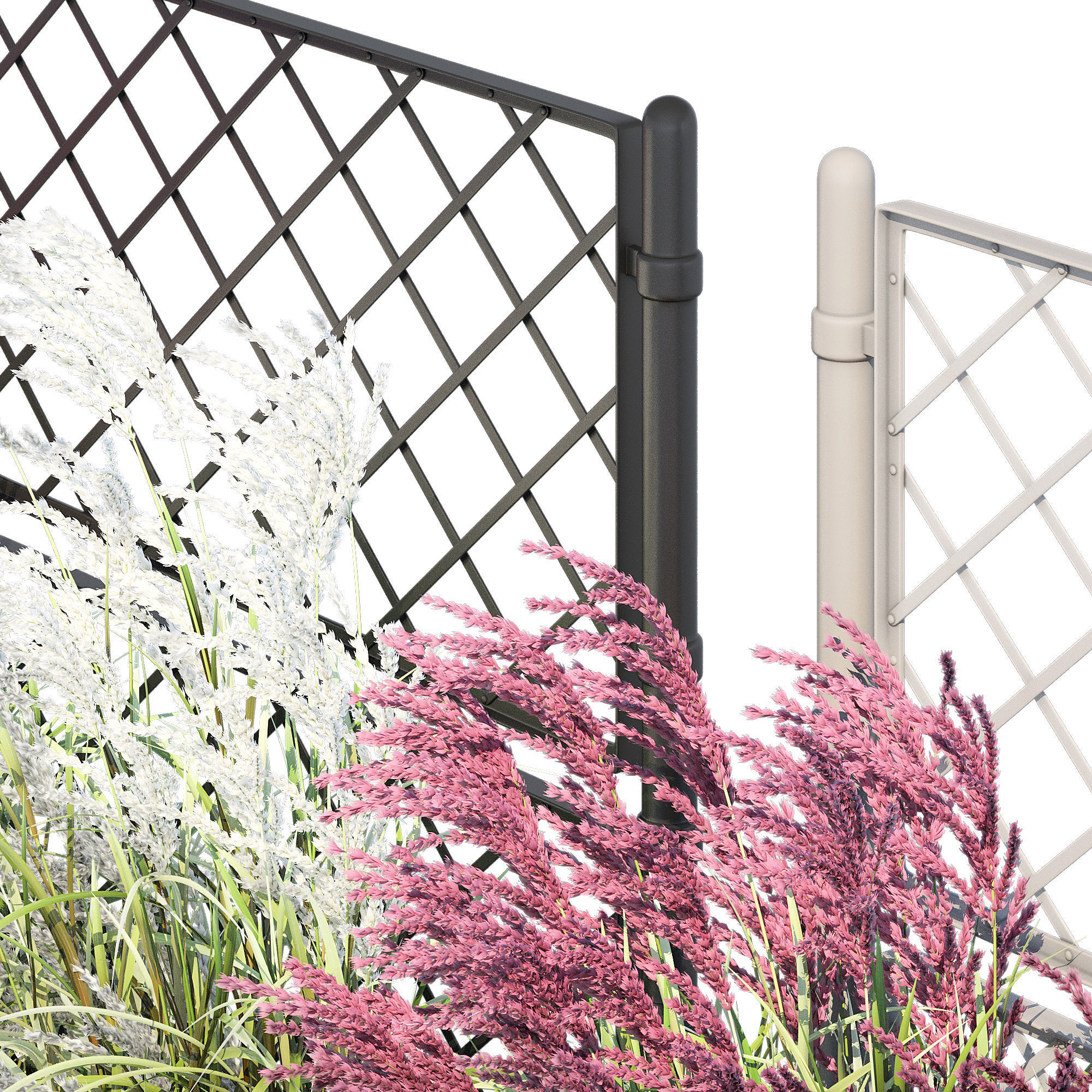 Savannah garden planter with flowers and grasses 3D model_5