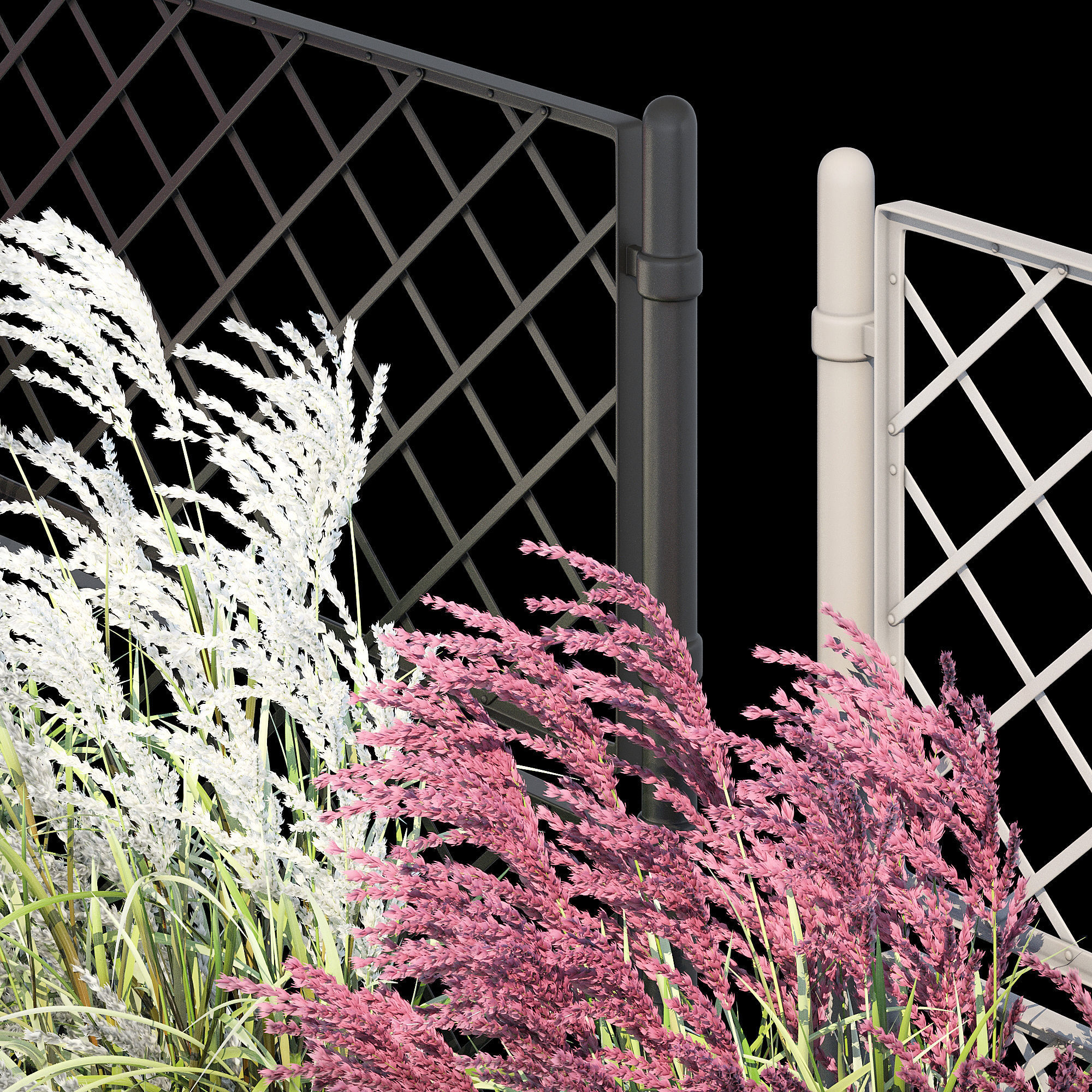 Savannah garden planter with flowers and grasses 3D model_12
