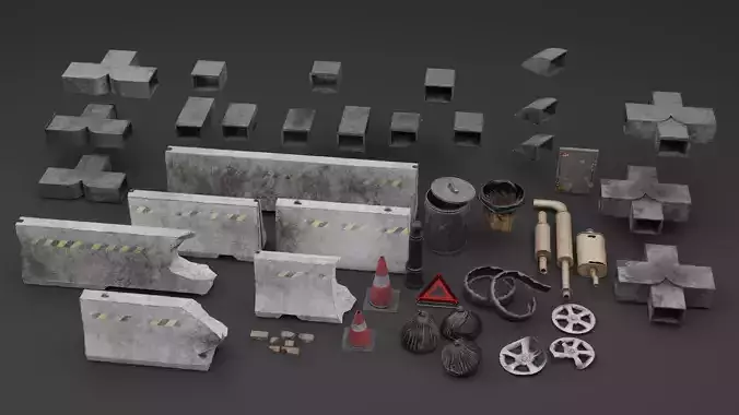 Street road debris and decorations moodular asset pack