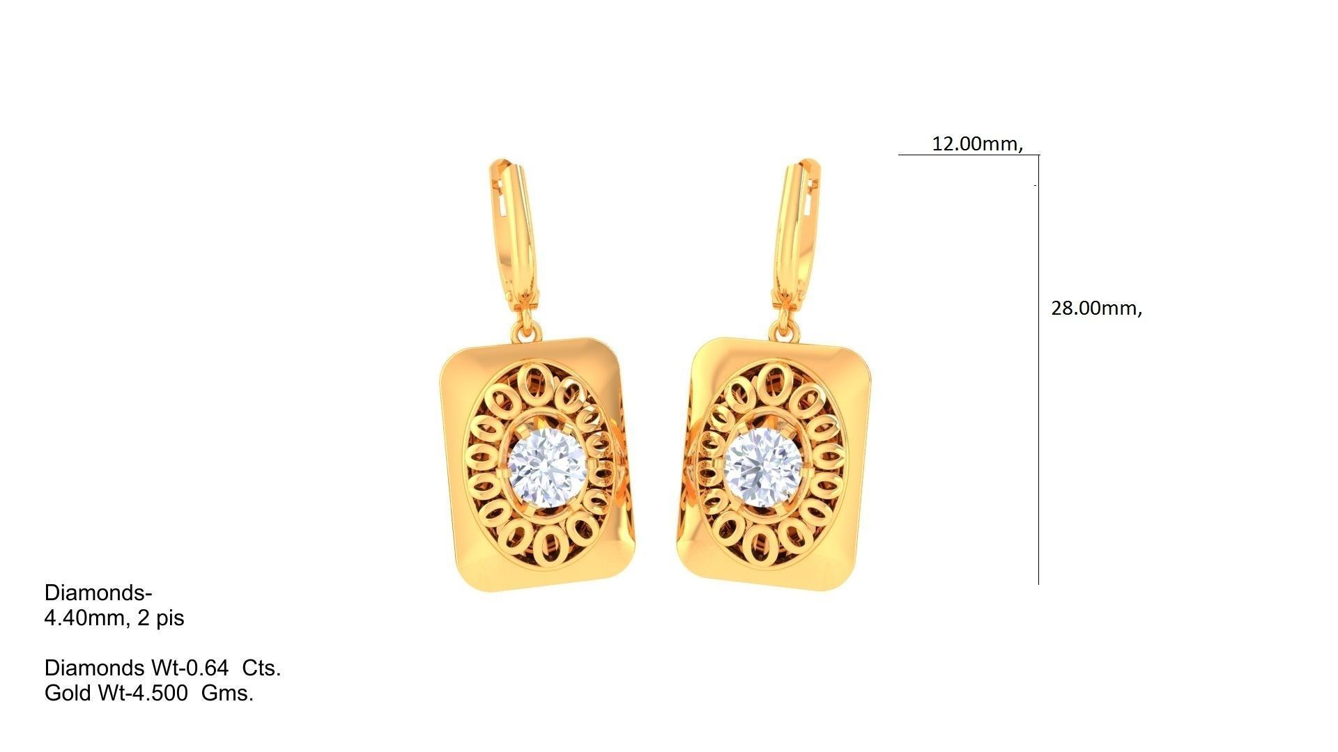 Solitaire Earring Pendant Set 3dm STL OBJ FBX Renders Details 3D print model_1