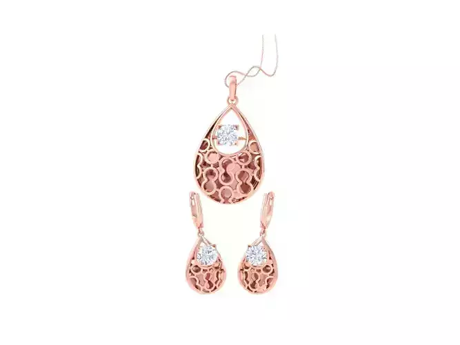 Solitaire Earring Pendant Set 3dm STL OBJ FBX Renders Details