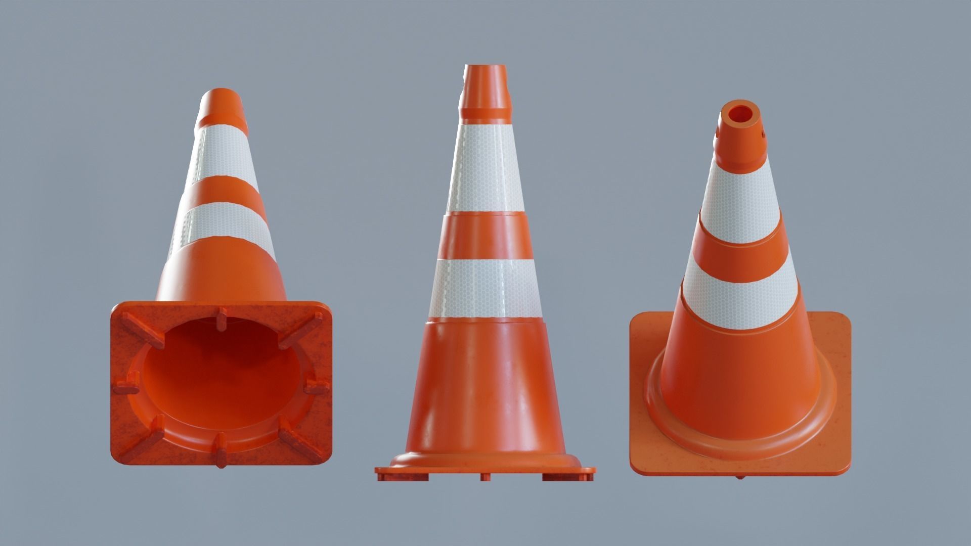 Cone sinalizacao ABNT Low-poly 3D model_2
