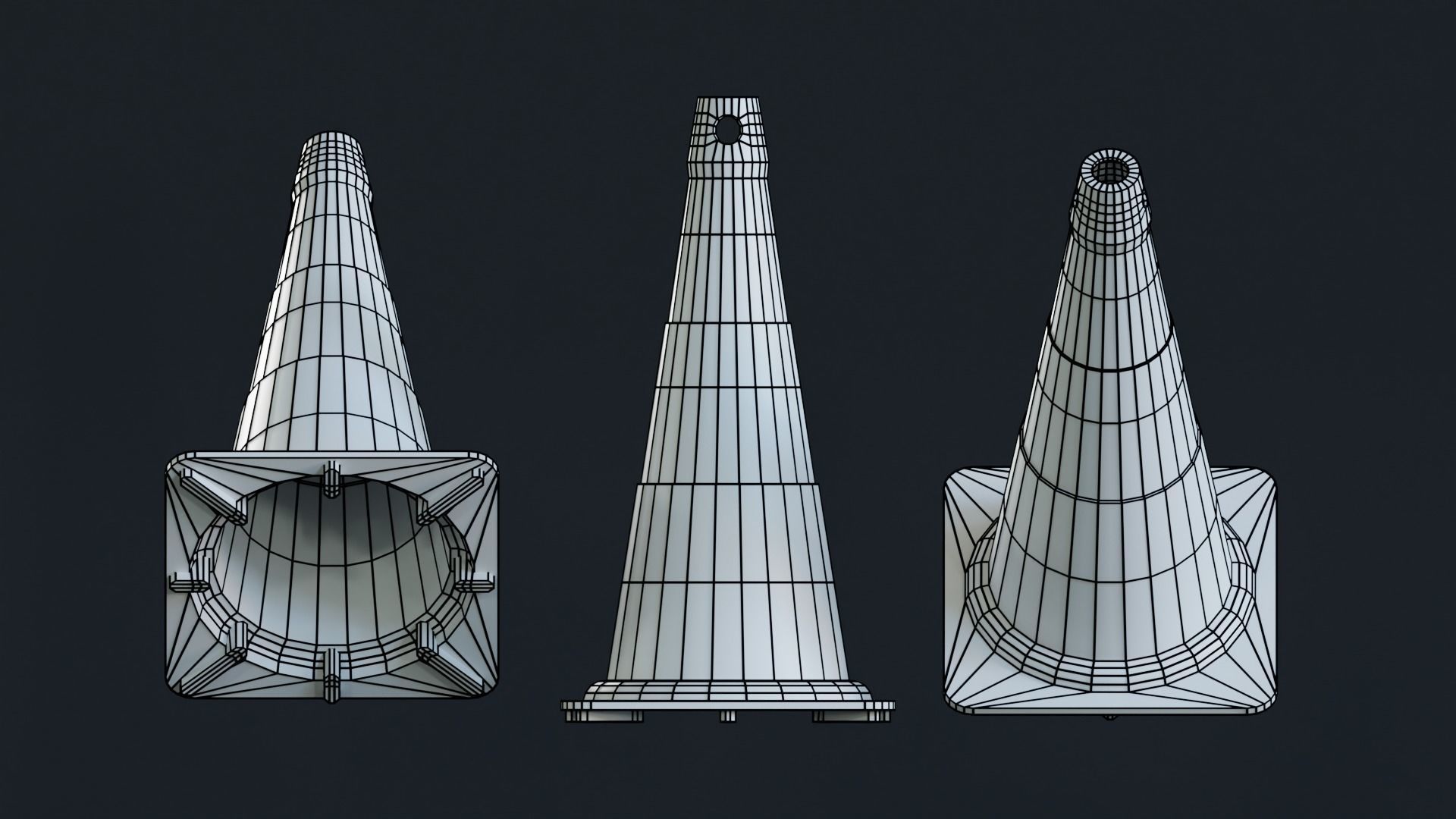 Cone sinalizacao ABNT Low-poly 3D model_3