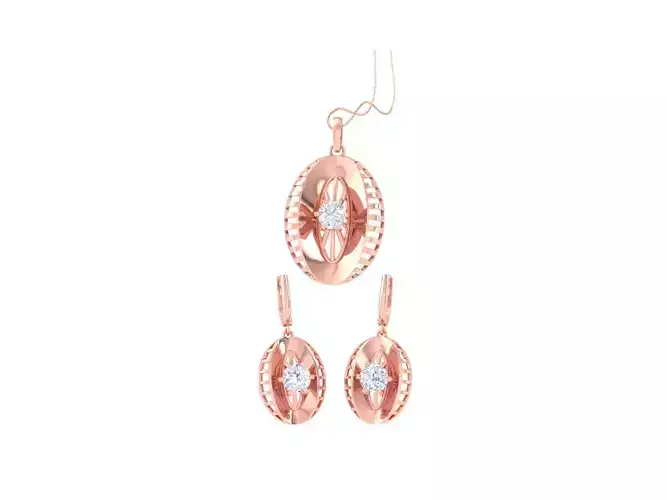 Solitaire Earring Pendant Set 3dm STL OBJ FBX Renders Details