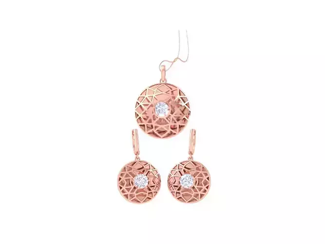 Solitaire Earring Pendant Set 3dm STL OBJ FBX Renders Details