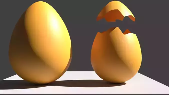 Egg and broken egg 3D model