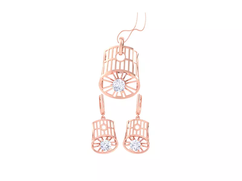 Solitaire Earring Pendant Set 3dm STL OBJ FBX Renders Details 3D print model_0