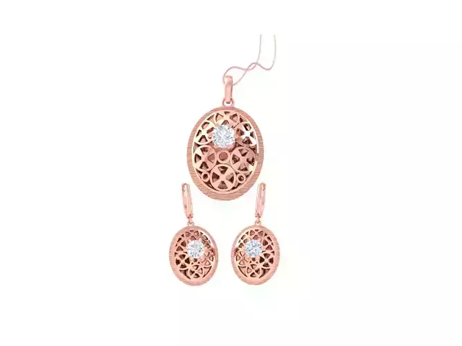 Solitaire Earring Pendant Set 3dm STL OBJ FBX Renders Details